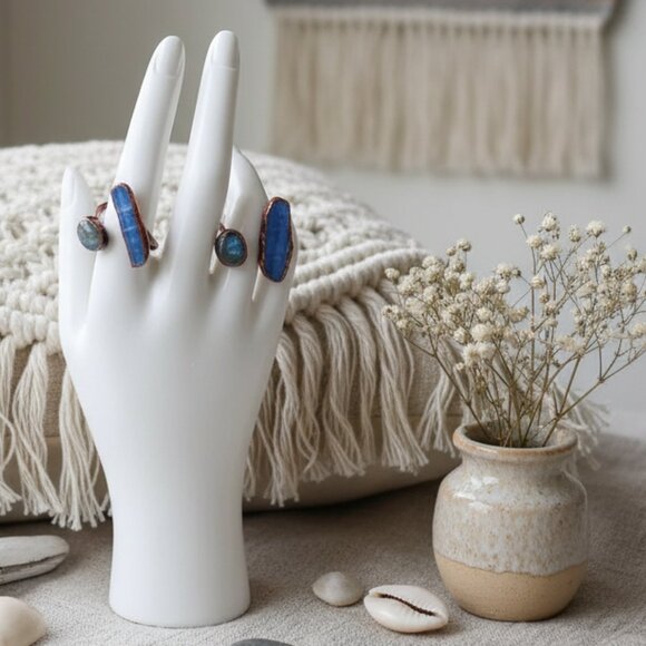 🆕️Boho Chic Labradorite & Kyanite Adjustable Ring | Handmade Statement - Picture 16 of 16